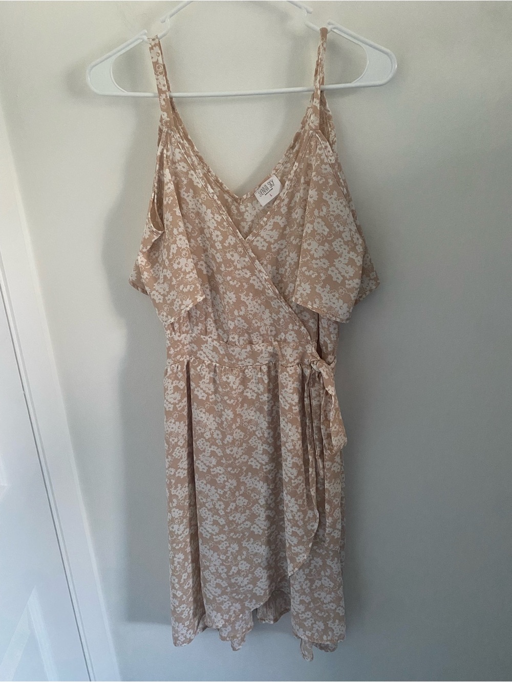 Sienna Sky Beige Floral Wrap Dress